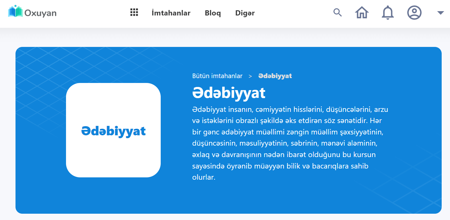 ədəbiyyat testləri, edebiyyat sinaq imtahani
